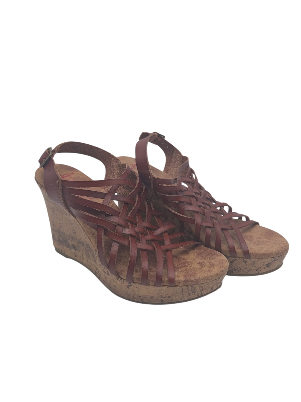 Jellypop Women’s Boulevard Brown Faux Leather Wedge Sandals